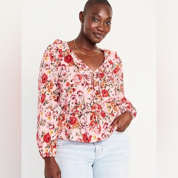 Old Navy XXL Plus size beautiful Pink Floral Blouse - Picture 1 of 8